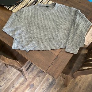 Waffle Knit Cropped Long Sleeve